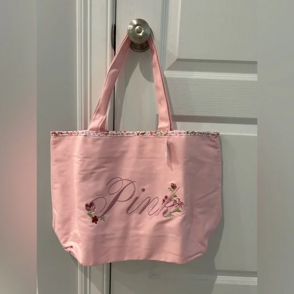 Victoria’s Secret PINK Floral Canvas Tote Bag - Picture 1 of 5